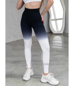 Бесшовные леггинсы для фитнеса омбре Пуш-Ап Leggings PUSH-UP model 15 (Black white)